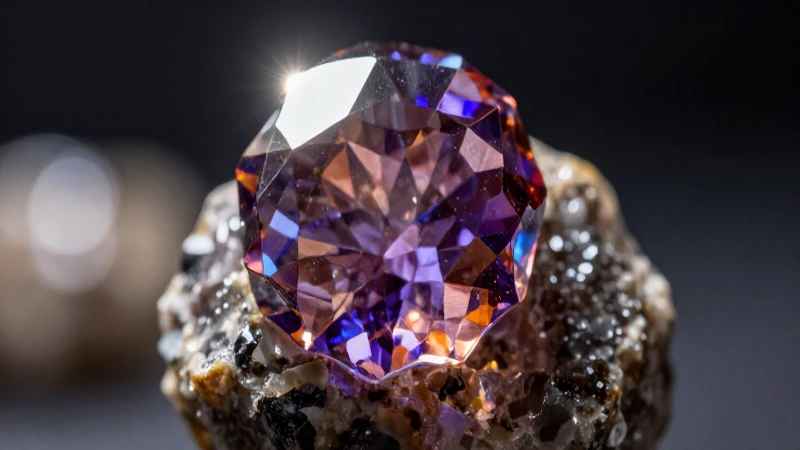 Cristal mineral brillante en primer plano cinematográfico