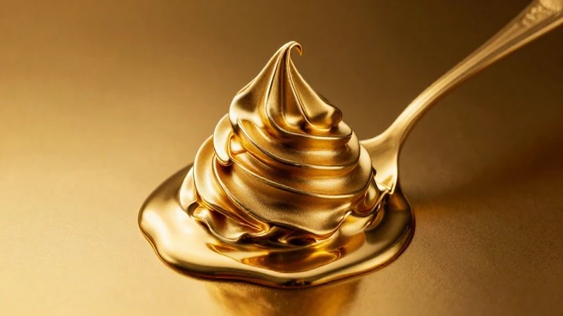 Helado derretido dorado, lujoso y brillante