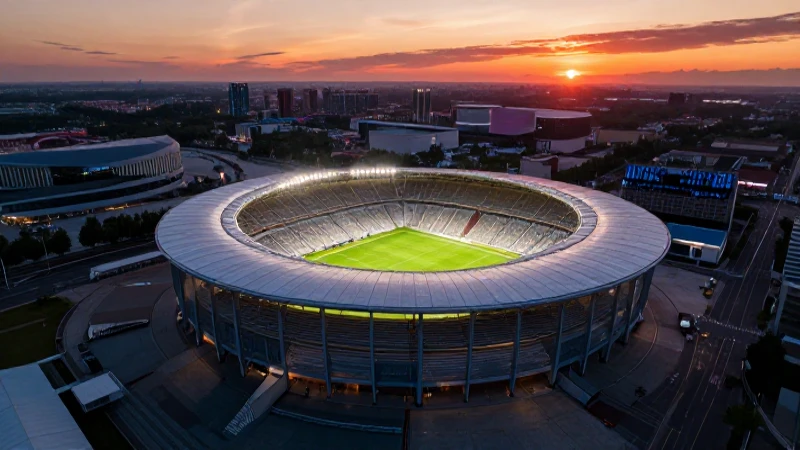 Rehabilitará el Fondo Minero la Unidad Deportiva Lázaro Cárdenas 7 Impresionante estadio moderno al atardecer