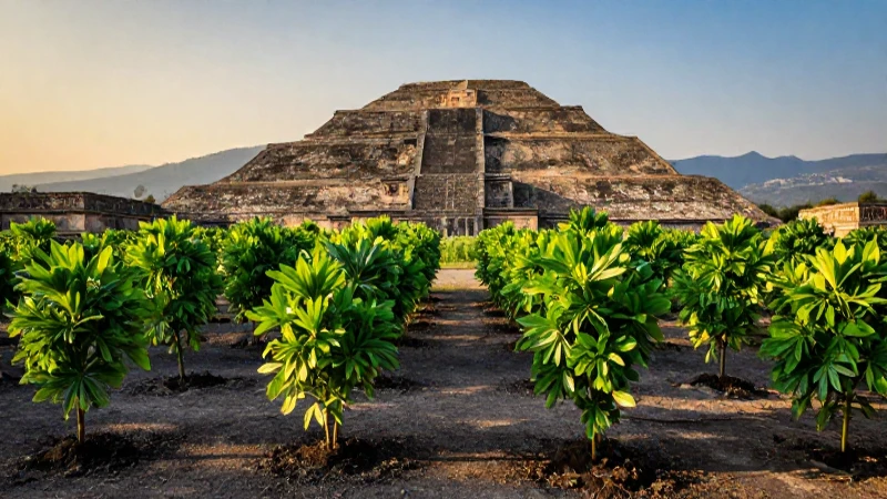 Teotihuacán luce verde con luz dorada