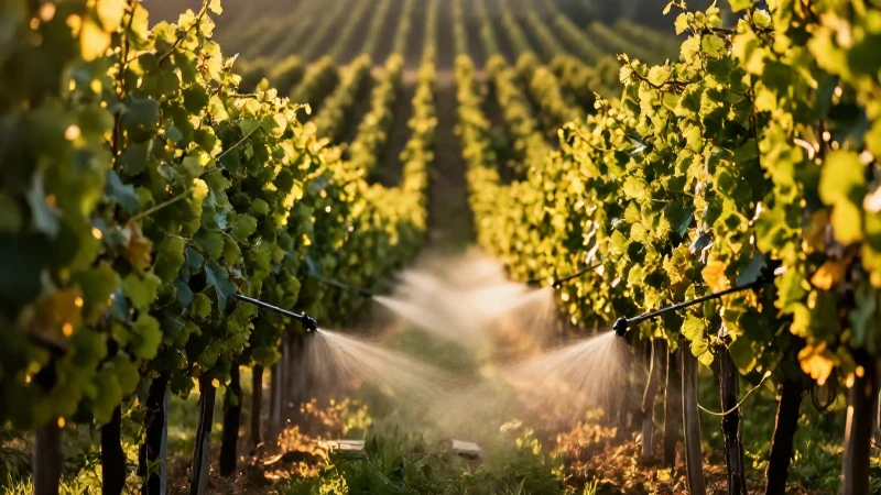 Sulfato de cobre y viñedos: un fungicida en proceso antiguo 6 Viñedo dorado con enfoque dramático y vivo