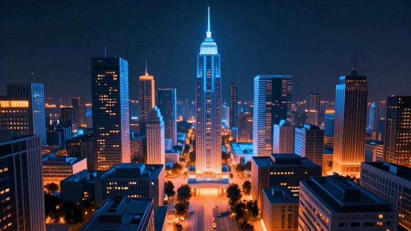 Escaneo 3D dinámico sobre paisaje urbano vibrante