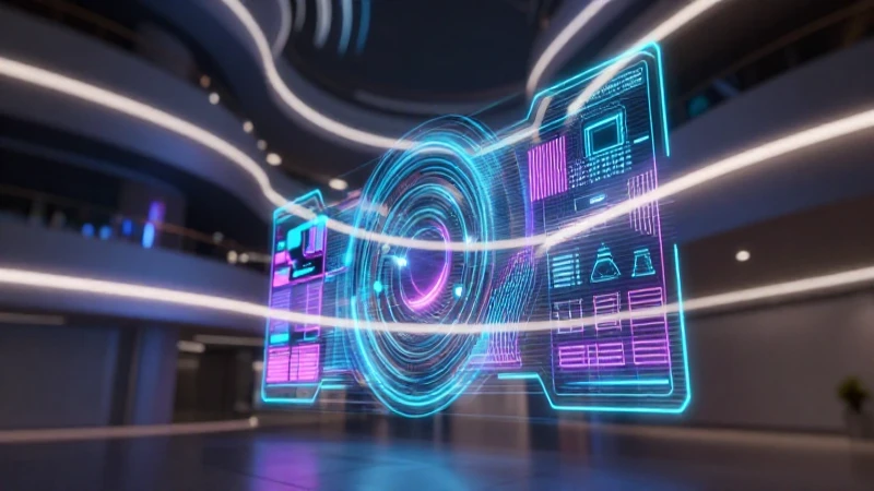 Iluminación holográfica futurista y arquitectónica