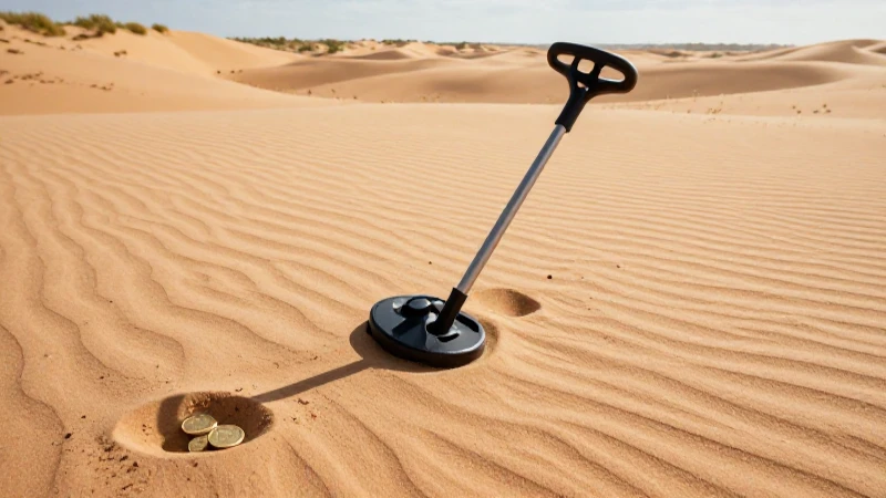 Detector busca monedas de oro en arena