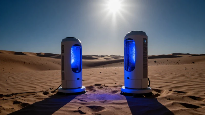 Wasser suchen: Geräte zur Wasserdetektion und Brunnenbau 5 Paisaje desértico futurista con luz azul intensa