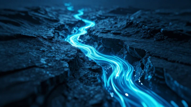 Paisaje subterráneo azul, muy cinematográfico y vibrante