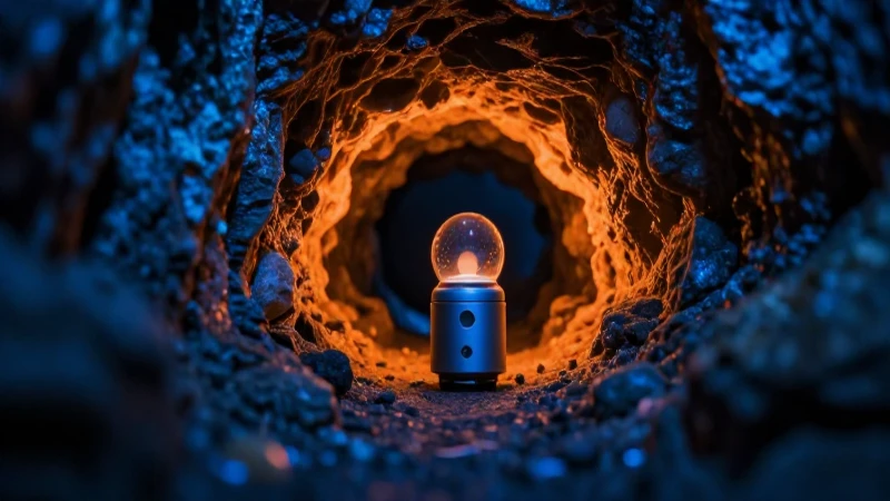 Detector revela cueva azul y naranja dramática