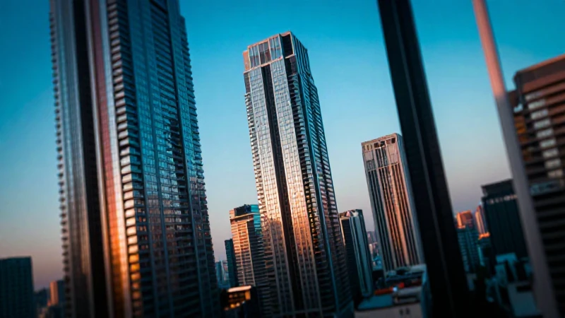 Impresionante vista urbana futurista y vibrante