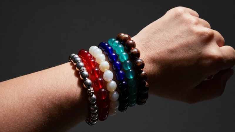Pulseras coloridas en primer plano, fotografía impactante