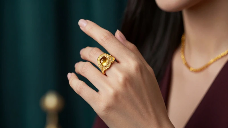 Joyería dorada y lujo en mano elegante