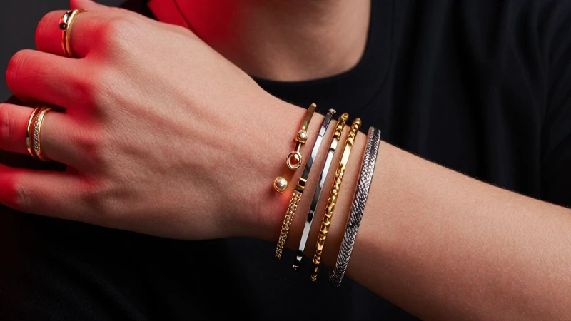 Joyas apiladas: elegancia y contraste llamativo