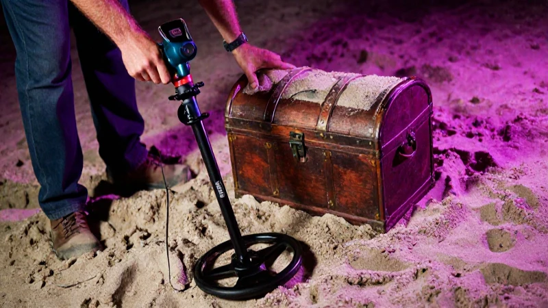 Caja del tesoro en arena, imagen cinematográfica