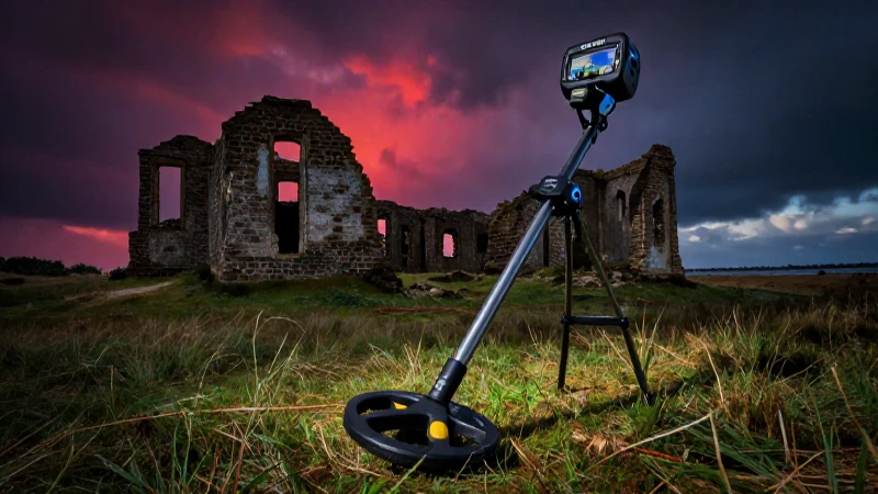 Detector de metales en ruinas, atmósfera misteriosa