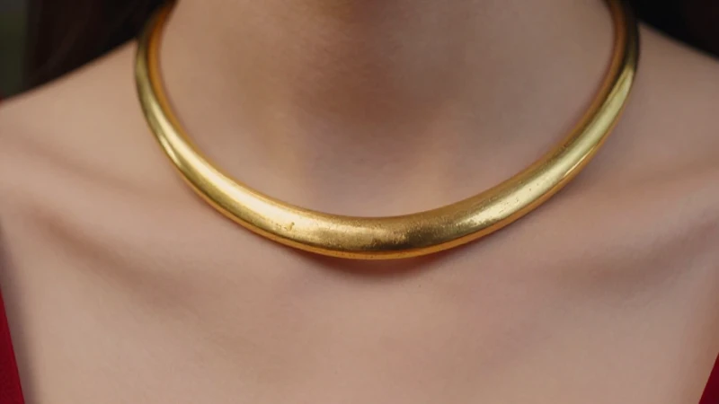 Collar dorado con detalle desgastado, elegante y vibrante