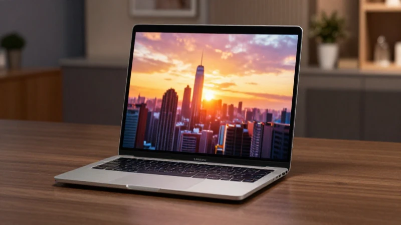 Windows Notebooks: Descubre los Ventajas de los Convertible 8 Laptop abierta muestra escena vibrante y urbana