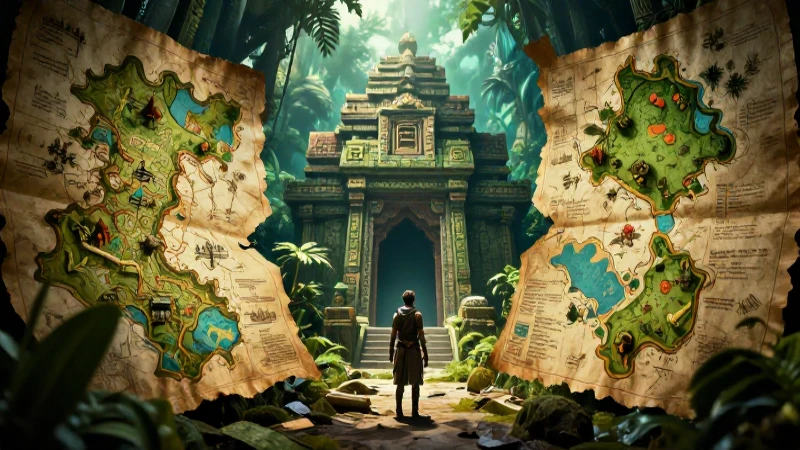 Plano cinematográfico: templo perdido, espíritu aventurero