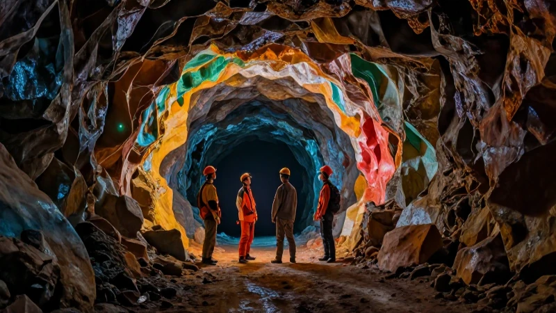 Exploran los diputados de Zacazonapan la mina Tizapa 8 Mineros exploran túnel rocoso vibrante y cinematográfico